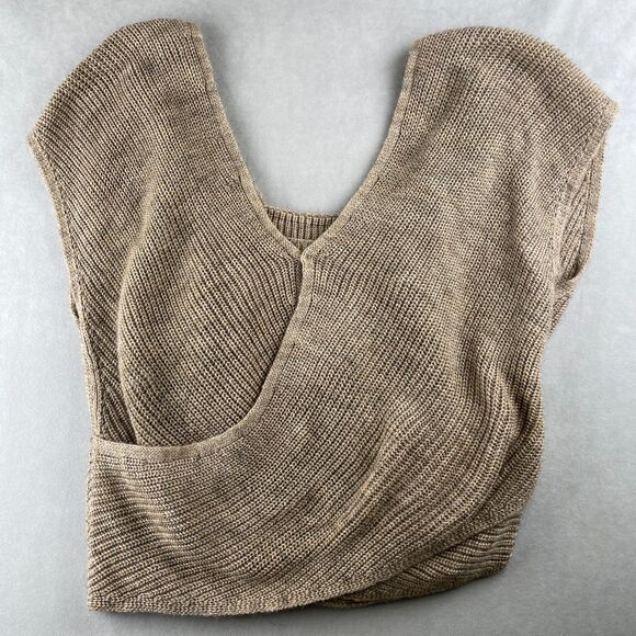 By Anthropologie Sweater Vest Women Small Beige Wrap Knit 2-Piece Boho OB1429125 - Picture 2 of 10